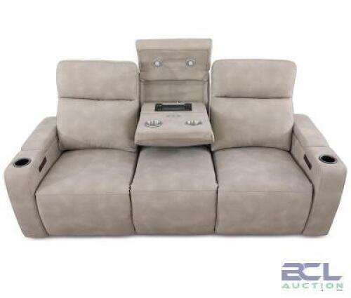 GREYMEL FABRIC POWER RECLINING SOFA WITH WIRELESS CHARGER