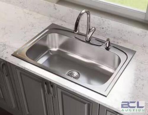 PERGOLA 33 IN. DROP-IN SINGLE BOWL 20-GAUGE STAINLESS STEEL KITCHEN SINK ONLY