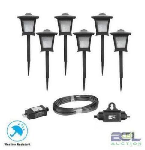 MIRAMAR 28 LUMEN LOW VOLTAGE BLACK INTEGRATED LED OUTDOOR LANDSCAPE PATH LIGHT KIT (6-PACK)