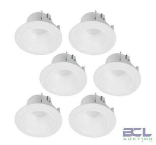 4 IN. WHITE INTEGRATED LED RECESSED CEILING LIGHT RETROFIT TRIM AT 3000K SOFT WHITE LOW GLARE DEEP BAFFLE (6-PACK)
