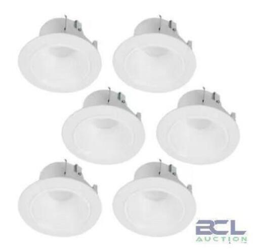 4 IN. WHITE INTEGRATED LED RECESSED CEILING LIGHT RETROFIT TRIM AT 3000K SOFT WHITE LOW GLARE DEEP BAFFLE (6-PACK)