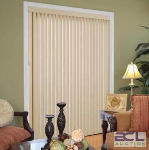 KHAKI CORDLESS ROOM DARKENING TEXTURED VERTICAL BLINDS FOR SLIDING DOORS KIT WITH 3.5 IN. SLATS - 78 IN. W X 84IN. L