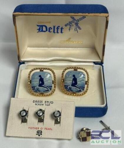 VINTAGE CUFFLINKS, DRESS STUD AND TIE PIN SET