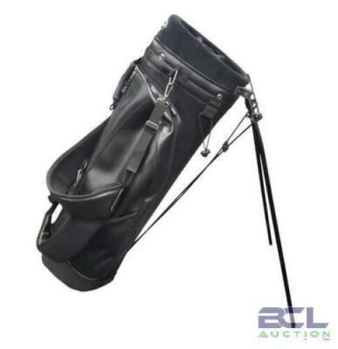 BLACK LEATHER MEN'S STAND BAG