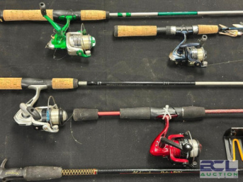 (8) - PC. FISHING POLE AND HANGING WALL MOUNT SET
