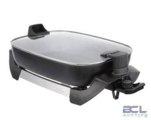 DURACERAMIC 12 IN. X 16 IN. BLACK TITANIUM NON-STICK ELECTRIC SKILLET WITH HINGED LID