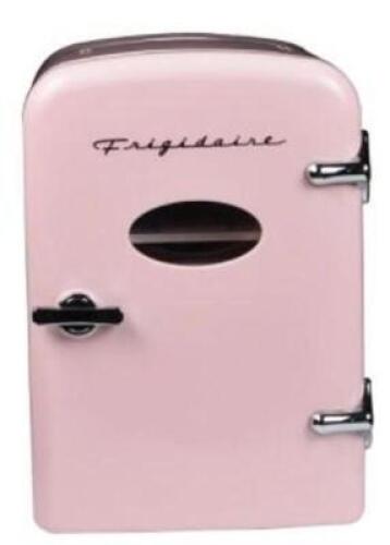 DESCRIPTION: (1) RETRO MINI FRIDGE BRAND/MODEL: FRIGIDAIRE #584569177 INFORMATION: PINK RETAIL$: $31.18 EA SIZE: 0.6 CU FT QTY: 1