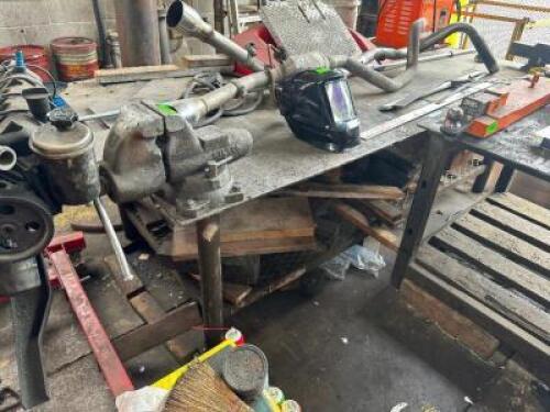 7' X 3' METAL FABRICATION TABLE W/ MOUNTED VICE.