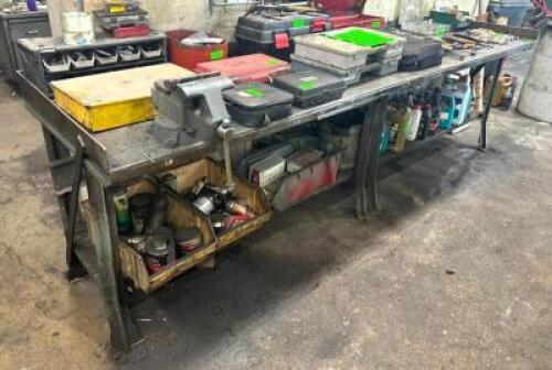 10' STEEL WORKBENCH WITH MOUNTED VISE
