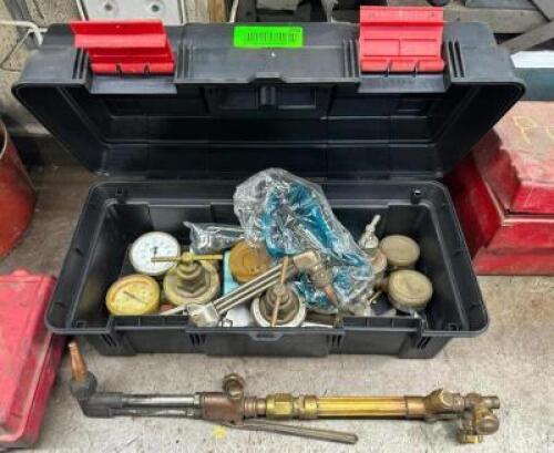 TOOL BOX WITH ASSORTED TORCHES AND REGULATORS
