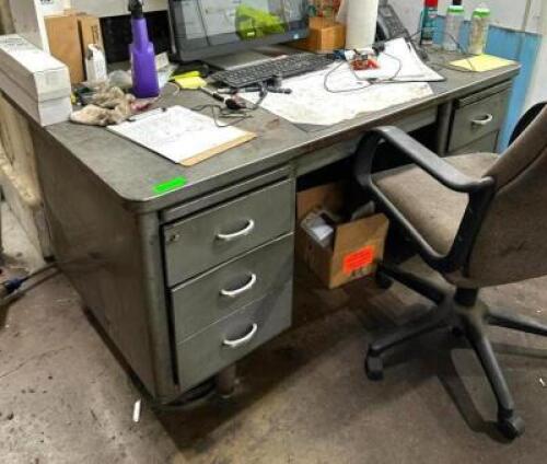 METAL DESK WITH OFFICE CHAIR