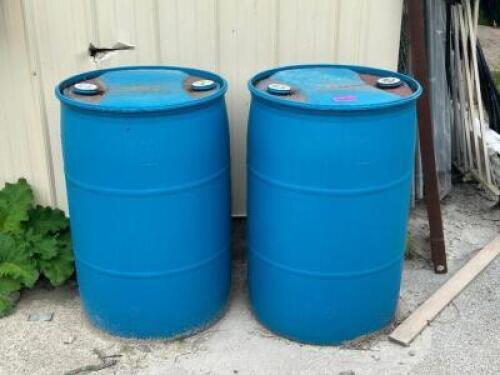 DESCRIPTION: (2) PLASTIC BARRELS LOCATION: LOT QTY: 2