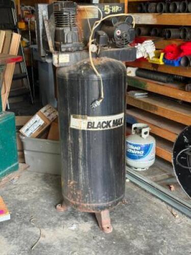 DESCRIPTION: 60 GALLON AIR COMPRESSOR BRAND/MODEL: SANBORN BLACK MAX LOCATION: WAREHOUSE QTY: 1