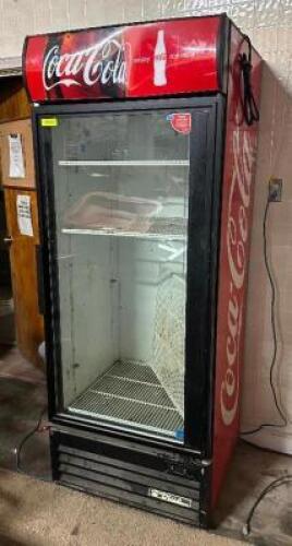 DESCRIPTION: 1-DOOR GLASS MERCHANDISING COOLER BRAND/MODEL: TRUE GDM-26EM LOCATION: WAREHOUSE QTY: 1