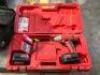 DESCRIPTION: 14V CORDLESS DRIVER BRAND/MODEL: MILWAUKEE INFORMATION: COMES WITH CASE EXTRA BATTERY AND CHARGER LOCATION: WAREHOUSE QTY: 1 - 2