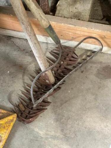 DESCRIPTION: (2) METAL RAKES LOCATION: BACK WAREHOUSE QTY: 2