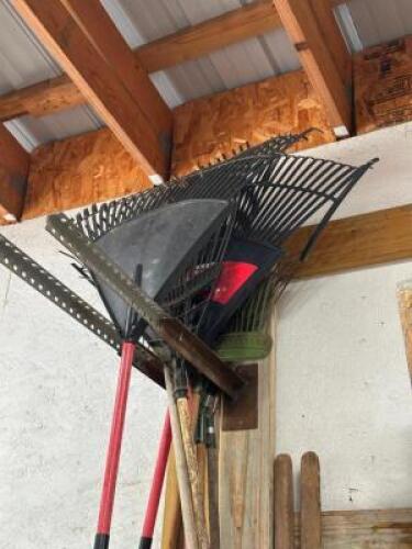 DESCRIPTION: (9) ASSORTED RAKES LOCATION: BACK WAREHOUSE QTY: 9