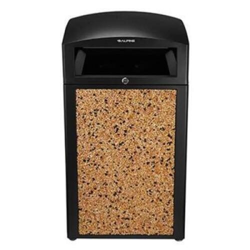 DESCRIPTION: (1) ALL WEATHER TRASH CONTAINER WITH STONE PANELS BRAND/MODEL: ALPINE INDUSTRIES #471-40-STO RETAIL$: $459.00 EA SIZE: 40 GALLON QTY: 1