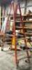 DESCRIPTION: 8' STEP LADDER ON CASTERS BRAND/MODEL: WERNER INFORMATION: 300 LB. CAPACITY LOCATION: BACK WAREHOUSE QTY: 1