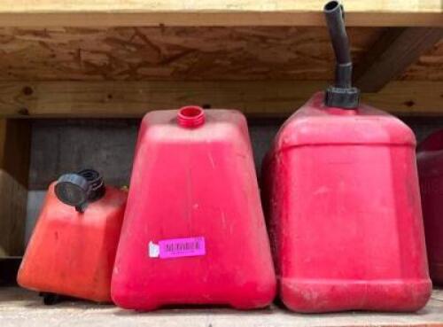 DESCRIPTION: (3) GAS CANS LOCATION: BACK WAREHOUSE QTY: 3