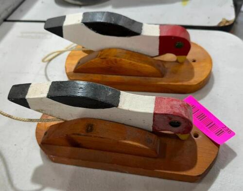 DESCRIPTION: (2) WOODEN BIRD KNOCKERS LOCATION: BACK WAREHOUSE QTY: 2