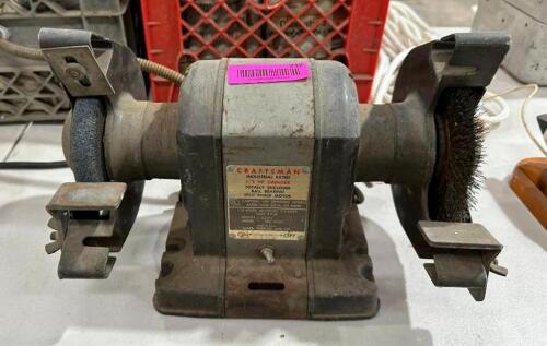 DESCRIPTION: 1/3 HP BENCH GRINDER BRAND/MODEL: CRAFTSMAN LOCATION: BACK WAREHOUSE QTY: 1