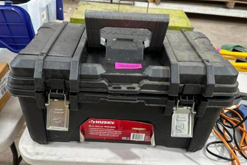 DESCRIPTION: TOOL BOX WITH ASSORTED TOOLS INFORMATION: SEE PHOTOS FOR MORE DETAIL LOCATION: BACK WAREHOUSE QTY: 1