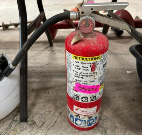 DESCRIPTION: FIRE EXTINGUISHER LOCATION: BACK WAREHOUSE QTY: 1