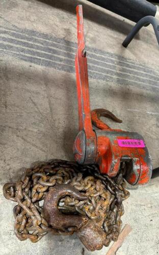 DESCRIPTION: LEVER CHAIN HOIST LOCATION: BACK WAREHOUSE QTY: 1