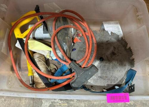 DESCRIPTION: ASSORTED TOOLS AND CORDS AS SHOWN LOCATION: BACK WAREHOUSE QTY: 1