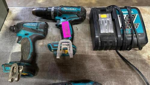 DESCRIPTION: CORDLESS DRILL AND IMPACT DRILL WITH CHARGER BRAND/MODEL: MAKITA INFORMATION: NO BATTERIES LOCATION: WAREHOUSE QTY: 2