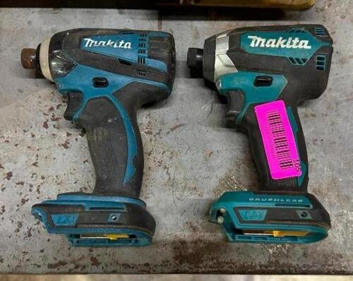 DESCRIPTION: (2) CORDLESS IMPACT DRILLS BRAND/MODEL: MAKITA INFORMATION: NO BATTERIES LOCATION: WAREHOUSE QTY: 2