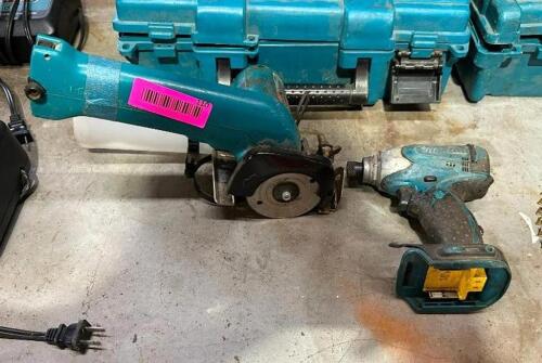 DESCRIPTION: CORDLESS CIRCULAR SAW AND IMPACT DRILL BRAND/MODEL: MAKITA INFORMATION: NO BATTERIES LOCATION: WAREHOUSE QTY: 2