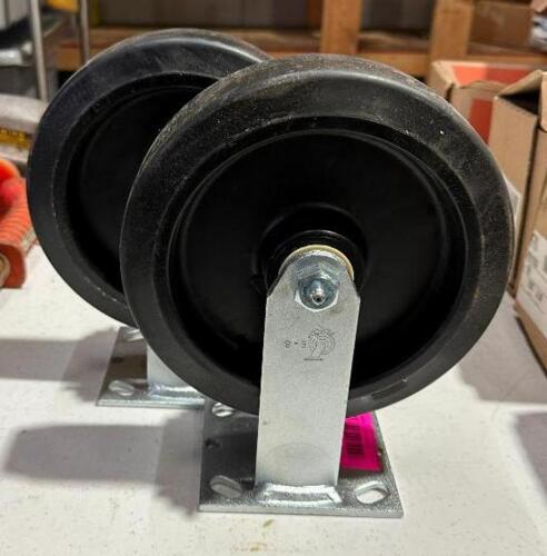 DESCRIPTION: 8" PLATE CASTERS BRAND/MODEL: PEMCO LOCATION: WAREHOUSE QTY: 2