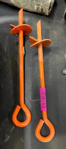 DESCRIPTION: (2) 3" EARTH ANCHORS SIZE: 15"X3" LOCATION: WAREHOUSE QTY: 2