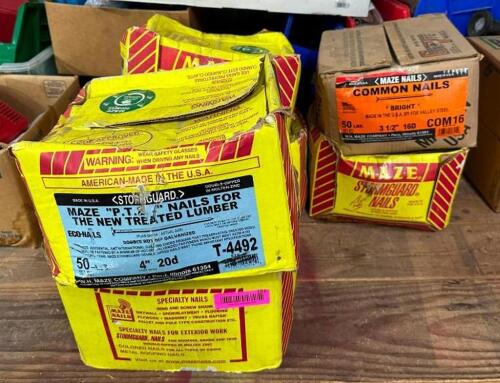 DESCRIPTION: (6) BOXES OF 3-1/2" TO 4" NAILS LOCATION: WAREHOUSE QTY: 6