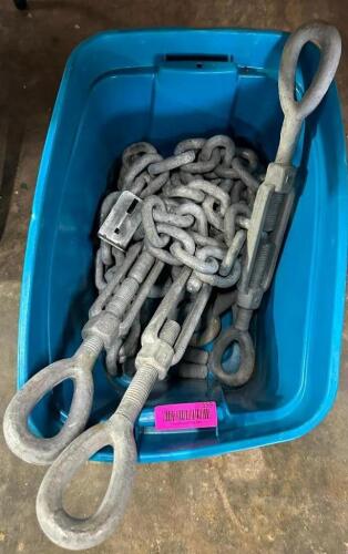 DESCRIPTION: ASSORTED LOAD BINDING CHAINS AND TURNBUCKLES LOCATION: WAREHOUSE QTY: 1