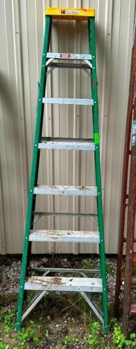 DESCRIPTION: 7' FIBERGLASS STEP LADDER BRAND/MODEL: DAVIDSON LOCATION: BACK SHED QTY: 1