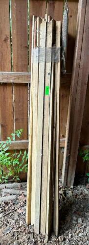 DESCRIPTION: BUNDLE OF WOODEN STAKES LOCATION: BACK SHED QTY: 1