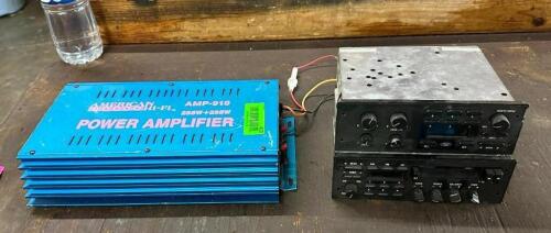 DESCRIPTION: ASSORTED AUTO RADIOS AND AMP LOCATION: WAREHOUSE QTY: 1
