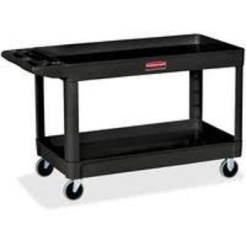 DESCRIPTION: (1) PLASTIC TOP UTILITY CART BRAND/MODEL: RUBBERMAID #9T66-00 INFORMATION: BLACK RETAIL$: $212.95 SIZE: 39X18X5 QTY: 1