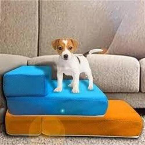 DESCRIPTION: (1) SET OF MOVEABLE, BUILDABLE DOG STEPS INFORMATION: LIGHT DUTY, SMALL, LIGHT BLUE, MESH RETAIL$: $15.89 EA QTY: 1