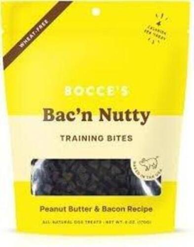 DESCRIPTION: (5) BAGS OF TRAINING TREATS FOR DOGS BRAND/MODEL: BOCCE'S INFORMATION: PEANUT BUTTER AND BACON SIZE: 6OZ RETAIL$: $7.98 EA QTY: 5