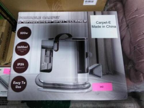 DESCRIPTION: (1) PORTABLE CARPET AND UPHOLSTERY SPOT CLEANER BRAND/MODEL: CARPET-E RETAIL$: $150.00 EA QTY: 1