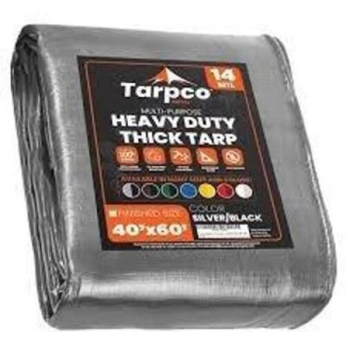 DESCRIPTION: (1) HEAVY DUTY TARP BRAND/MODEL: VALUE COLLECTION #00228205 INFORMATION: SILVER / BLACK SIZE: 40' X 60' RETAIL$: $592.30 EA QTY: 1