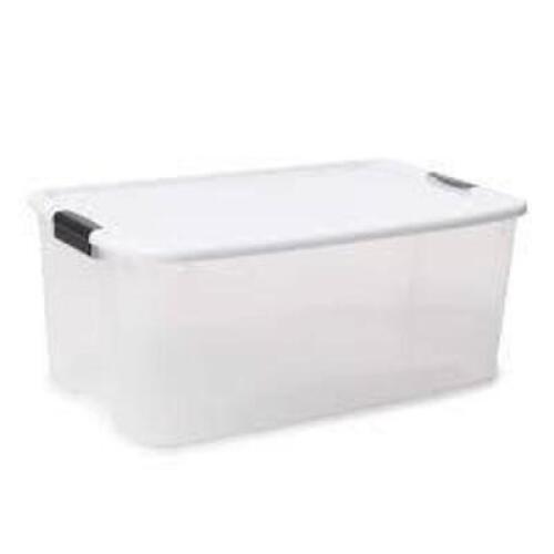 DESCRIPTION: (10) LATCH STORAGE BOX BRAND/MODEL: STERILITE #1924 INFORMATION: CLEAR SIZE: 15 QT RETAIL$: $12.78 EA QTY: 10