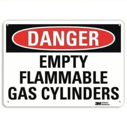 DESCRIPTION: (1) EMPTY FLAMMABLE GAS CYLINDER BRAND/MODEL: BRADY #34MT80 RETAIL$: $9.30 EA QTY: 1