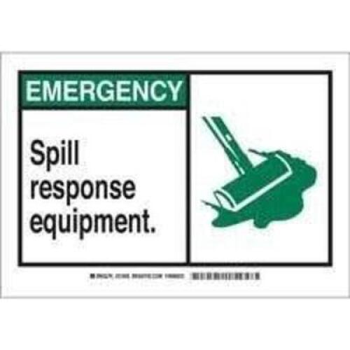 DESCRIPTION: (1) SPILL RESPONSE EQUIPMENT SIGN BRAND/MODEL: BRADY RETAIL$: $15.25 EA QTY: 1