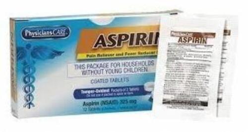 DESCRIPTION: (10) PAIN RELIEF ASPIRIN BRAND/MODEL: PHYSICIANSCARE #31AR02 SIZE: EACH PACK CONTAINS 6 DOES RETAIL$: $3.42 EA QTY: 10