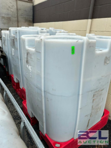 (3) 330 GALLON PLASTIC CONTAINER SHIPPING PALLETS.